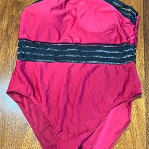 Red and Black One-Piece Swimsuit